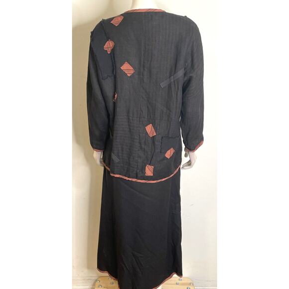 In the Mix Black CA 2 Pc Set M NWT Dress Jacket Lagenlook Nothing Matches Patch - Picture 2 of 16